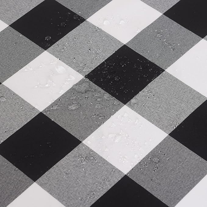 Cupuamon 2 Pack Waterproof Polyester Fabic Square Checkered Tablecloth，54x54 Outdoor Table Cloth，Oil Stain Prevention Table Cloth for Pinics and Parties（Black and White）