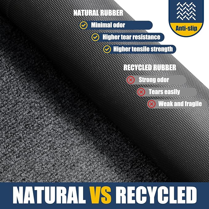 Front Door Mat Outside Entrance Indoor Doormat, 31" x 20" Outdoor Mats for Patio Waterproof, Outdoor Door Mats for Outside Entry, Indoor Rugs for Entryway, Sturdy Natural Rubber Entry Mat, Drak Gray