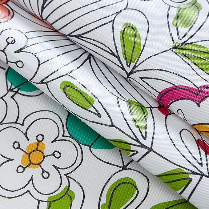 Newbridge Shabby Chic Lily Print 52 x 70 Inch Rectangle Vinyl Flannel Backed Tablecloth, Pink Yellow and Green Lily Indoor and Outdoor Waterproof Vinyl Table Cover for Spring Holiday Party