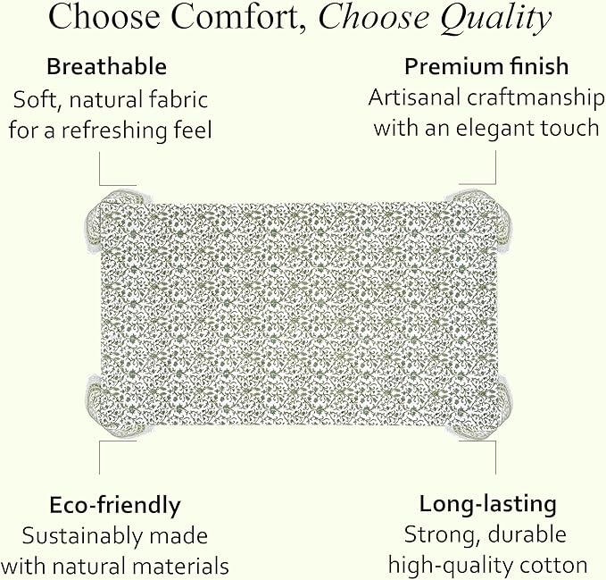 CPC Meadow Vine Tablecloth 100% Cotton 80x120 Inch Indian Block Print Rectangle Table Cover, Table Cloth for Gifting in Weddings, Halloween, Fall, Christmas, Thanksgiving