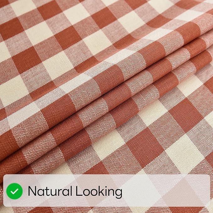 Gingham Table Cloth for Rectangle Tables Orange Checkered Plaid Tablecloth Heavy Duty Cotton Blend Washable & Wrinkle Table Cover for Outdoor Kitchen Dining Picnic Camping (52x120 Inch)