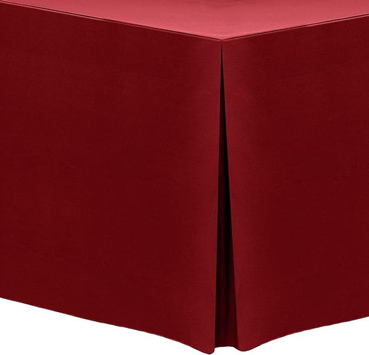 Ultimate Textile -3 Pack- 5 ft. Fitted Polyester Tablecloth - Fits 30 x 60-Inch Banquet and Folding Rectangular Tables - 42" H, Cherry Red