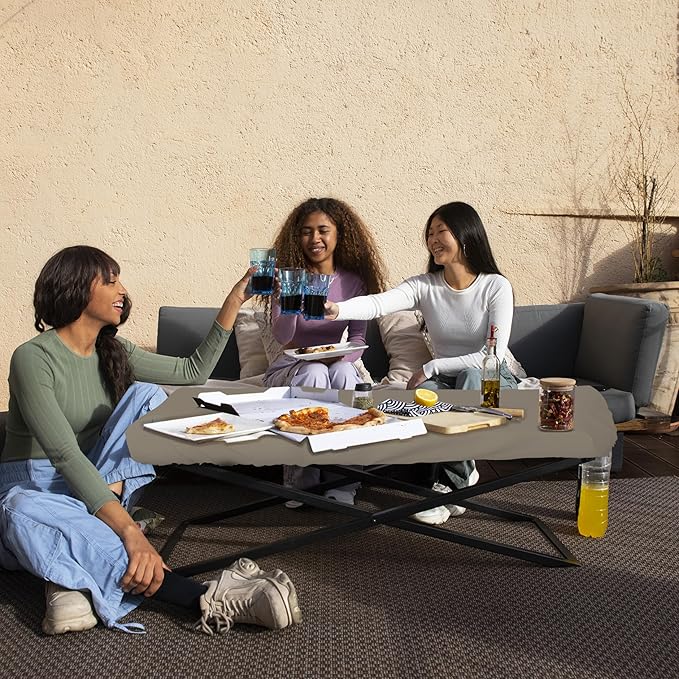 Covers & All Rectangle Table Top Cover, 12 Oz Waterproof UV & Weather Resistant Outdoor Patio Table Cover for Patio Furniture (70" L x 35" W x 5" H, Beige)