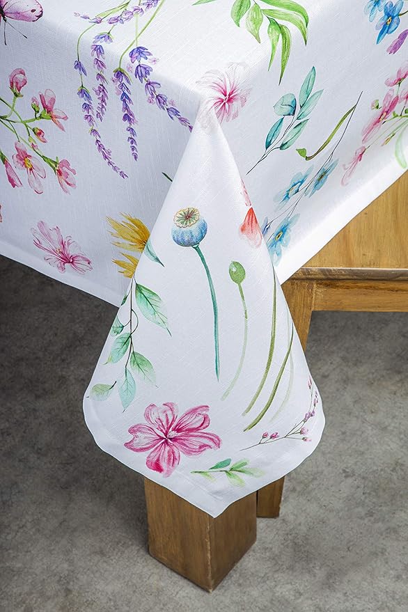 Maison d' Hermine Table Cloth Rectangle Table 100% Cotton 60 x 108 Inches Tablecloth Reusable Decorative for Dining Room, Farmhouse, Home, Party, Festive & Wedding Spring Summer - Just Floral
