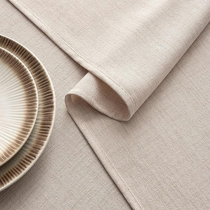 MIULEE Natural Linen Polyester Tablecloth 60x84 Inch Spring Rectangle Table Cloth Waterproof,Stain Resistant & Wrinkle Resistant for Dining Party Wedding