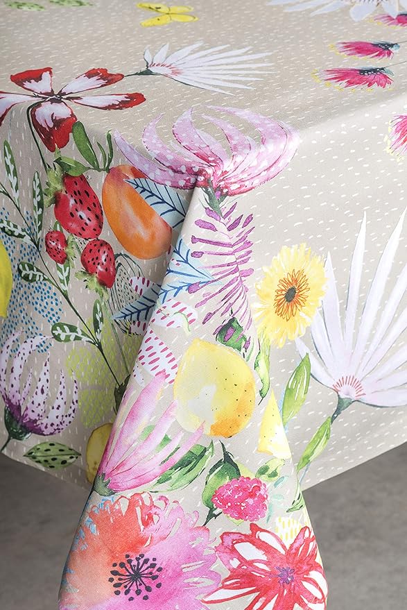 Maison d' Hermine Table Cloth Square Table 100% Cotton 54 x 54 Inches Tablecloth Reusable Decorative for Dining Room, Farmhouse, Home, Party, Festive & Wedding Spring Summer - Jardin D'Ete - Fog