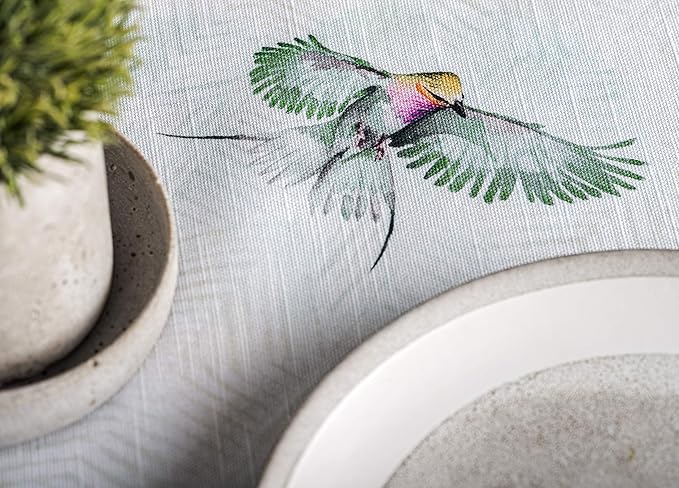 Maison d' Hermine Table Cloth Round Table 100% Cotton 63 Inches Tablecloth Reusable Decorative Everyday Use for Dining Room, Farmhouse, Home, Party, Festive & Wedding Spring Summer - Flying Birds