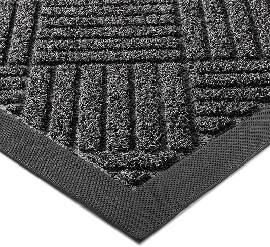 Front Door Mat Outside Entrance, 4' x 3' Heavy Duty Indoor Outdoor Door Mats for Entryway, Trap Dirt Outdoor Doormat Low Profile, Non Slip Welcome Mats for Front Door, Artificial Grass