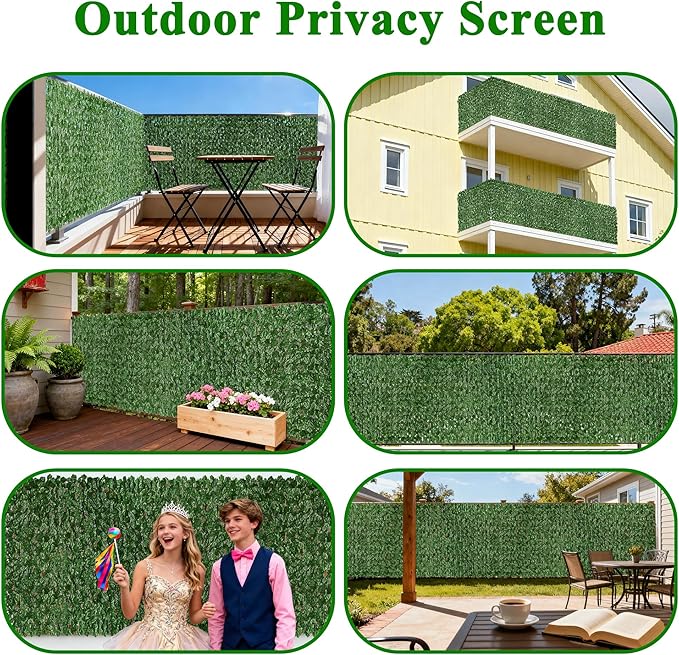 iCover Artificial Ivy Privacy Screen for Fence, 39x157in Strengthened Joint Prevent Leaves Falling Off, Faux Hedge Panels Greenery Vines, Decorative Fences for Outdoor, Garden