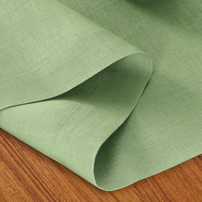 D'Moksha Homes Linen Sage Green Table Runner 90 Inches Long - 100% Pure Linen 14 x 90 Inch Table Runner for Dining, Winter, Holiday - Machine Washable