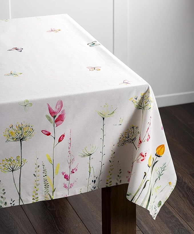 Maison d' Hermine Table Cloth Rectangle Table 100% Cotton 70 x 90 Inches Tablecloth Reusable Decorative for Dining Room, Farmhouse, Home, Party, Festive & Wedding Spring Summer - Botanical Fresh