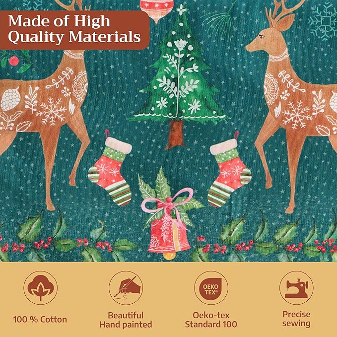 Maison d' Hermine Table Cloth Square Table 100% Cotton 54 x 54 Inches Fall Tablecloth Reusable Everyday Use for Thanksgiving Christmas Decorations Dining Farmhouse Party (Hygge Christmas)