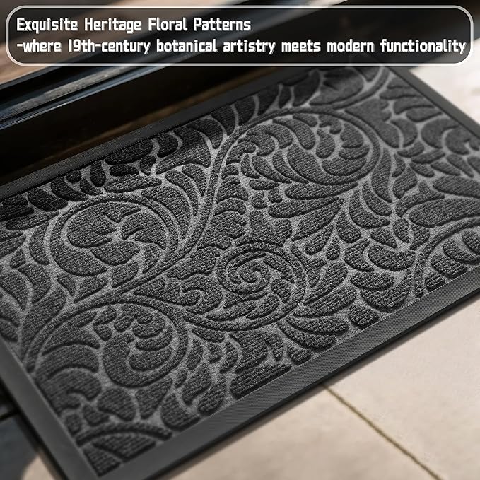 Yimobra Extra Large Door Mat 60x36, Waterproof Sturdy Outdoor Mats for Front Door, Heavy Duty Non-Slip Doormat for Garage Patio Entryway Indoor, Easy Clean, Grey