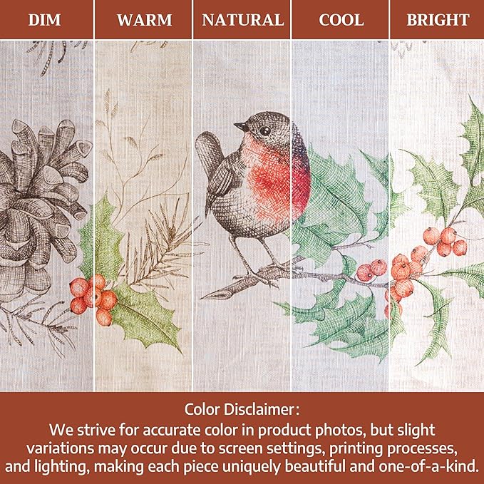 Maison d' Hermine Table Cloth Rectangle Table 100% Cotton 60 x 108 Inches Fall Tablecloth Reusable Everyday Use for Thanksgiving Christmas Decorations Dining Farmhouse Party (Christmas Dew)
