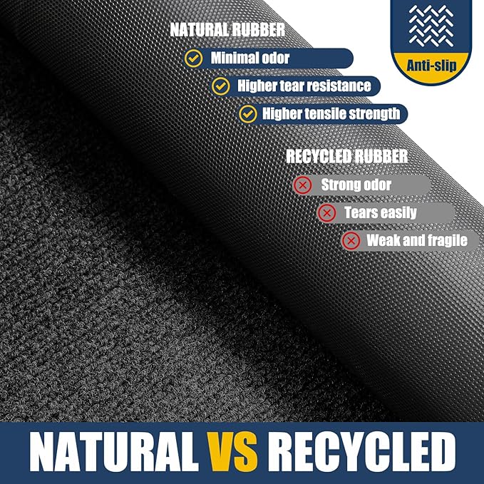 Front Door Mat Outside Entrance Indoor Doormat, 31" x 20" Outdoor Mats for Patio Waterproof, Outdoor Door Mats for Outside Entry, Indoor Rugs for Entryway, Sturdy Natural Rubber Entry Mat, Black