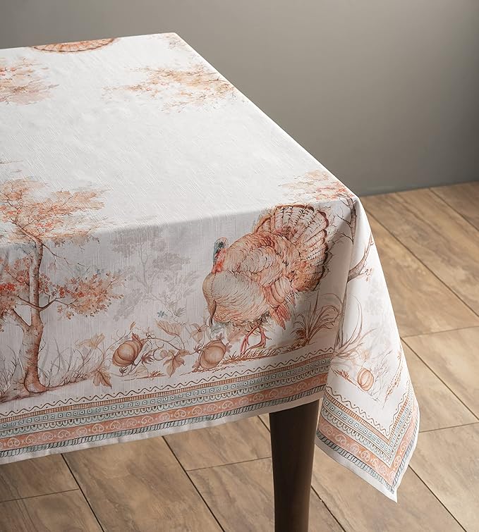 Maison d' Hermine Table Cloth Square Table 100% Cotton 60 x 60 Inches Fall Tablecloth Reusable Everyday Use for Thanksgiving Christmas Decorations Dining Farmhouse Party (Giving Thanks)