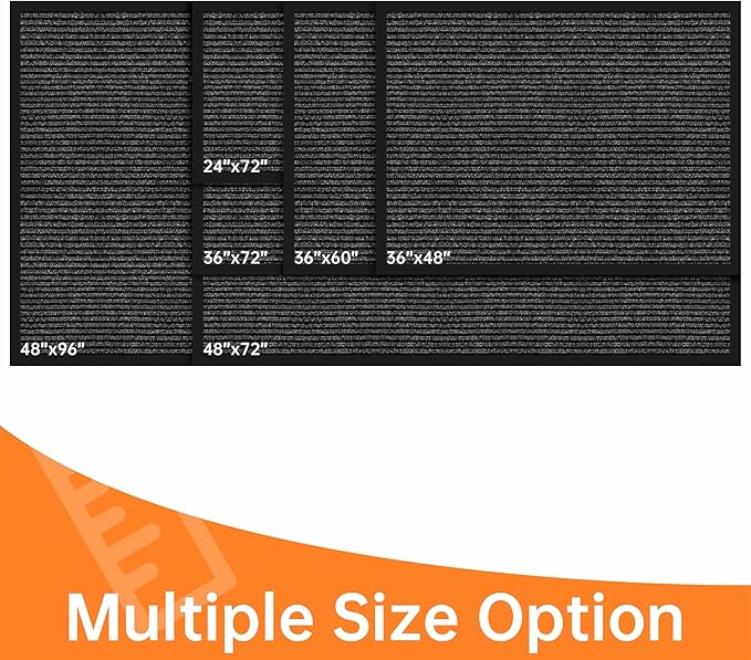 Front Door Mat, 4'x8' Indoor Outdoor Door Mat, Commercial Industrial Entrance Doormat, Heavy Duty Welcome Mat, Rubber Backing Non Slip Doormat for Entryway, Grey