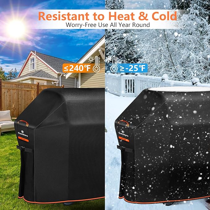 [Upgraded 1000D Heavy Duty Fabric] 60" Grill Cover for Outdoor Grill, Waterproof, Tear & Fade Resistant BBQ Cover with Buckle & Air Vent, Gas Grill Cover for 3-4 Burner Weber Nexgrill Char-Broil Grill