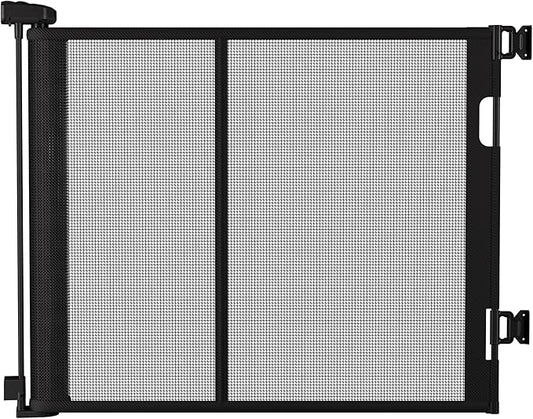 100 inches Retractable Baby Gate, 34 inches Tall Extra Wide Mesh Safety Gate for Open Floor Plans, Wide Doorways, Baby and Pet Barrier for Indoor Outdoor Use, Black