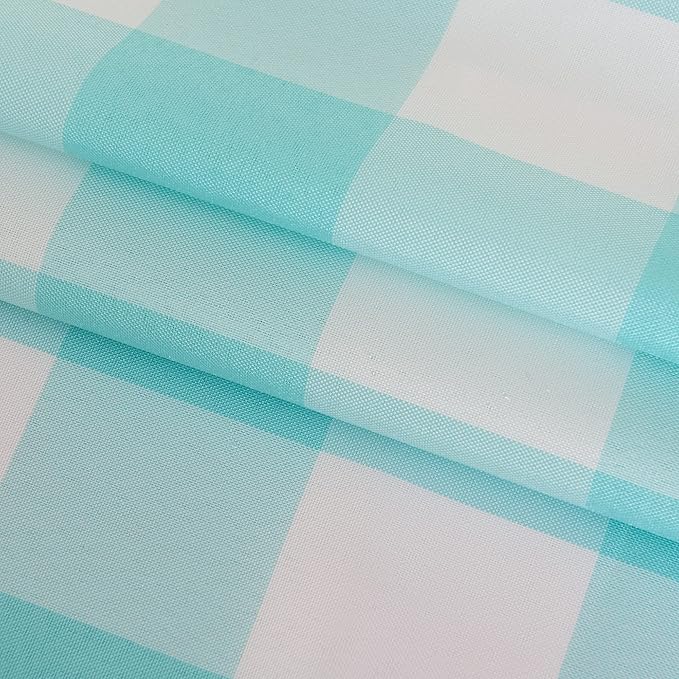 Cupuamon 2 Pack Waterproof Polyester Fabic Rectangle Checkered Tablecloth，60x120 Outdoor Table Cloth，Oil Stain Prevention Table Cloth for Pinics and Parties（Aqua and White）
