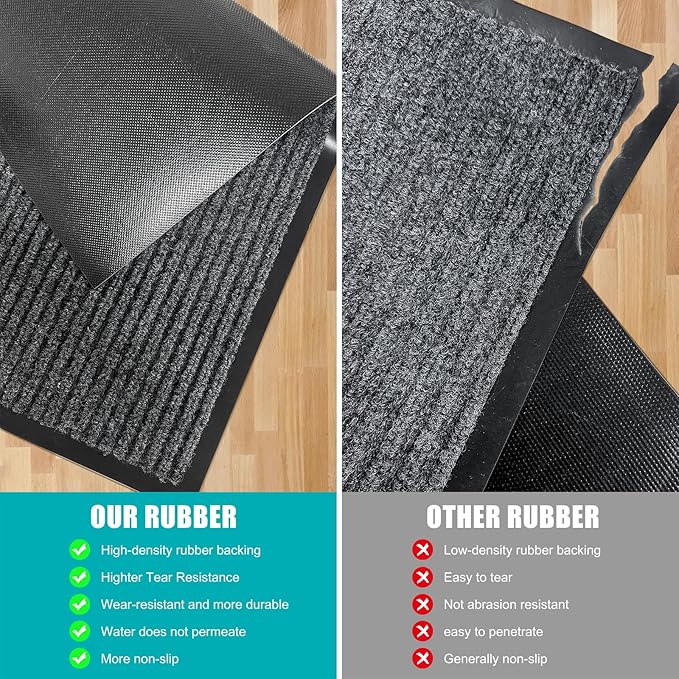 Azadx 4'x8' Indoor Outdoor Door Mat Heavy Duty Front Door Mat Ultra Absorbent Muddy Dirt Resist Welcome Door Mats Non-Slip Backing Entrance Mat for Home Commercial Outdoor Entrance Floor Mat