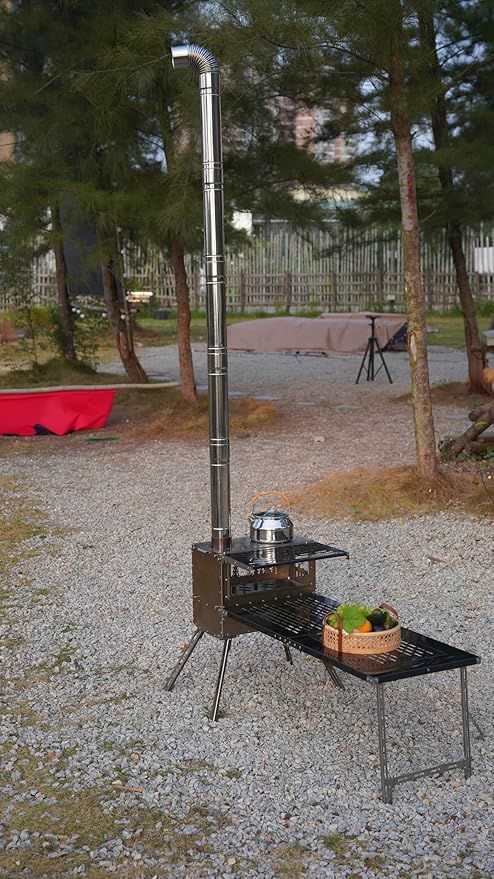 Elbow Pipe 2 PCS 90-Degree Chimney Thickened 304 Stainless Steel Flue (Suitable for CAMPJOURNEY Outdoor Camping Wood Stove) Diameter 2.76 Inches