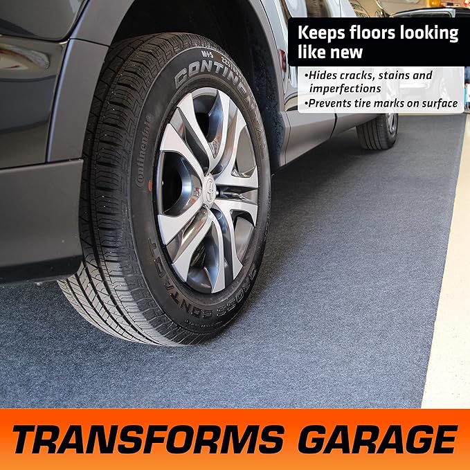 Armor All Original XL Garage Floor Mat, (22' x 8'10"), (Includes Double Sided Tape), Protects Surfaces, Transforms Garage - Absorbent/Waterproof/Durable (USA Made) (Charcoal)