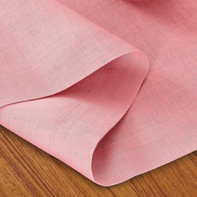 D'Moksha Homes Linen Table Runner 54 Inches - 100% Pure Linen Dusty Pink Table Runner 14 x 54 Inch for Dresser, Coffee Tables, Valentines, Holiday - Machine Washable