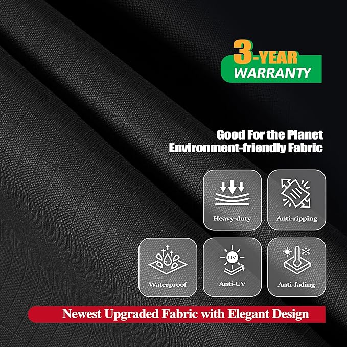 F&J Outdoors Grill Cover, Waterproof Anti-UV for 3-4 Burner Charcoal Gas BBQ, 52Wx25Dx44H in, Black