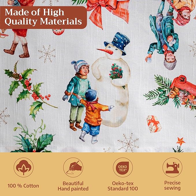 Maison d' Hermine Table Cloth Square Table 100% Cotton 60 x 60 Inches Fall Tablecloth Reusable Everyday Use for Thanksgiving Christmas Decorations Dining Farmhouse Party (Chromo)
