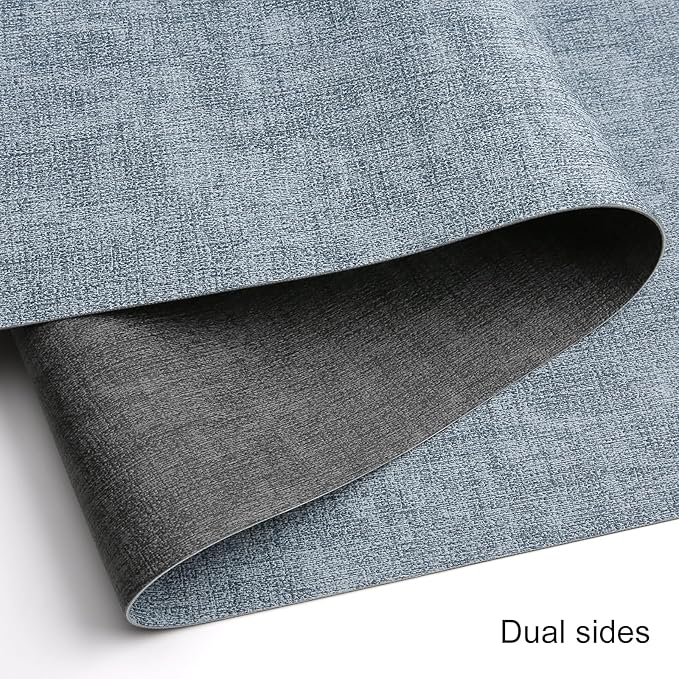 Table Runners 55 Inches Long, Dual-Sided Faux Leather Farmhouse Table Runner Waterproof Heatproof Non-Slip for Living Room Party Home Decor Holiday Decorations(Gray Light Blue, 15 x 55 Inch)