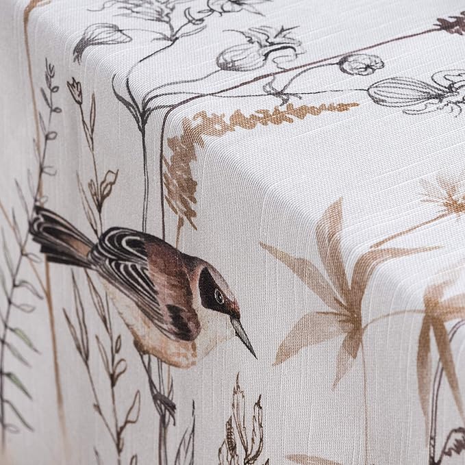 Maison d' Hermine Table Cloth Rectangle Table 100% Cotton 70 x 108 Inches Tablecloth Reusable for Dining Room, Farmhouse, Home, Party, Festive & Wedding Spring Summer - Meadow Florals - Brown
