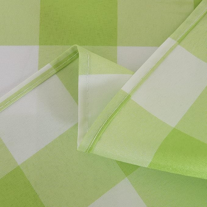 Cupuamon 2 Pack Waterproof Polyester Fabic Rectangle Checkered Tablecloth，60x120 Outdoor Table Cloth，Oil Stain Prevention Table Cloth for Pinics and Parties（Emerald and White）