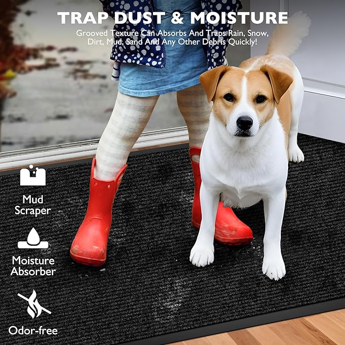 Custom Size Extra Large Front Door Mat, 4FT x 19FT Indoor Outdoor Entrance Commercial Floor Mat, Heavy Duty Dirt Trapper Doormat for Entryway Welcome Mat, Low Profile, Non-Slip, Waterproof
