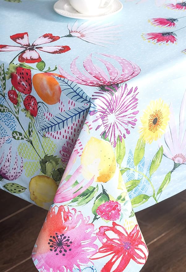 Maison d' Hermine Table Cloth Rectangle Table 100% Cotton 54 x 72 Inches Tablecloth Reusable Decorative for Dining Room, Farmhouse, Home, Party, Festive & Wedding Spring Summer - Jardin D'Ete - Mint