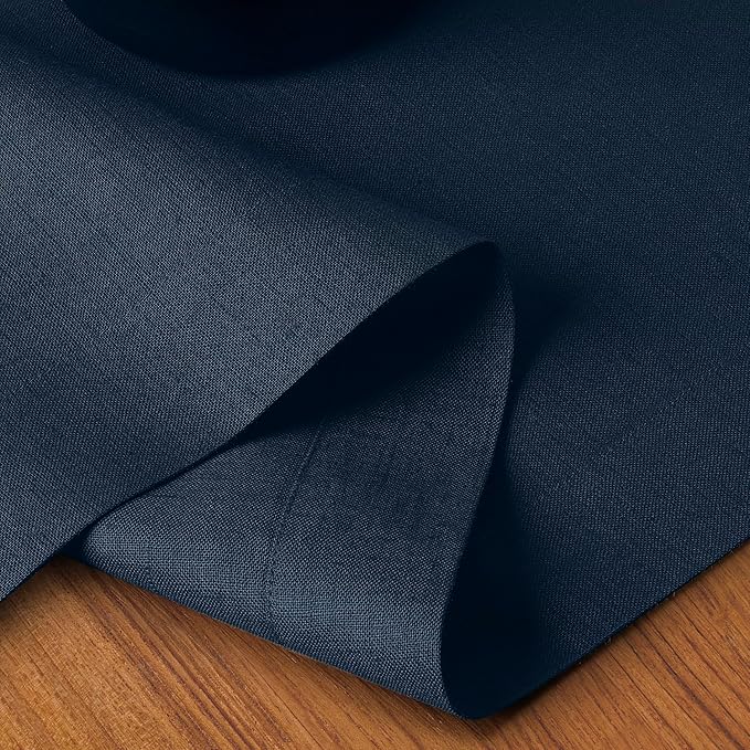 D'Moksha Homes Linen Navy Blue Table Runner 72 Inches Long - 100% Pure Linen 14 x 72 Inch Table Runner for Dining, Winter, Holiday - Machine Washable