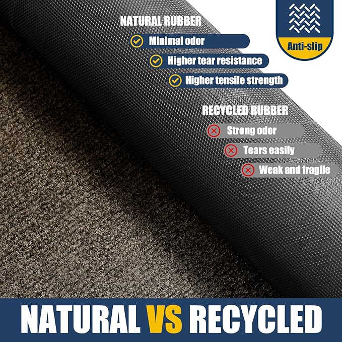 Front Door Mat Outside Entrance Indoor Doormat, 31" x 20" Outdoor Mats for Patio Waterproof, Outdoor Door Mats for Outside Entry, Indoor Rugs for Entryway, Sturdy Natural Rubber Entry Mat, Begie