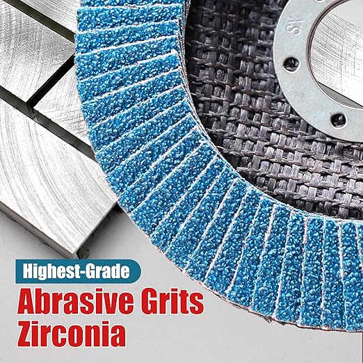 EZARC Flap Disc 4 1/2 Inch for Anger Grinder, 10 PCS 120 Grit Zirconia Grinder Sanding Disc, Type 29 Abrasive Grinding Wheel for Stainless Steel, Sheet Metal (7/8 inch Arbor Size)