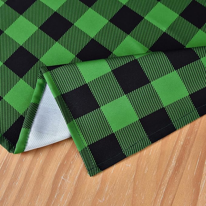 Gingham Tablecloth Fabric - Oblong 58x120 Water Resistant Irish Table Cloth for Indoor Use - Christmas Tabletop Cover Perfect for Birthday, Picnics, Gardens, and Saint Patricks Day