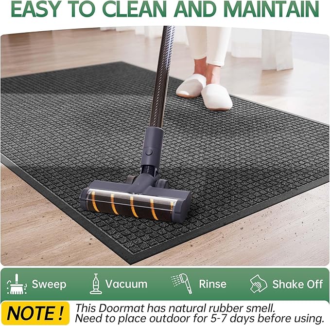 Front Door Mat Outside Entrance, 6' x 3' Heavy Duty Indoor Outdoor Door Mats for Entryway, All Season Weather Outdoor Doormat, Natural Rubber Non Slip Welcome Mats for Front Door