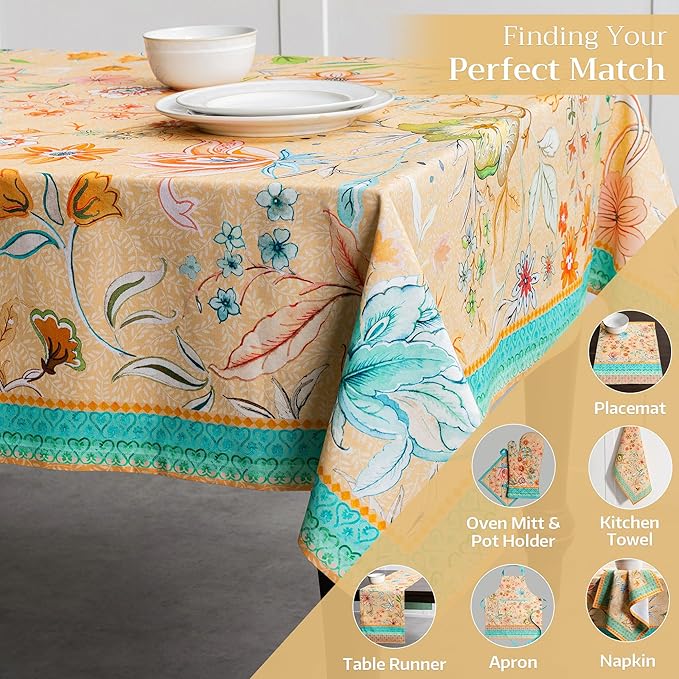 Maison d' Hermine Table Cloth Rectangle Table 100% Cotton 60 x 120 Inches Tablecloth Reusable for Dining Room, Farmhouse, Home, Party, Festive & Wedding Spring Summer - Luxury Loft – Peach