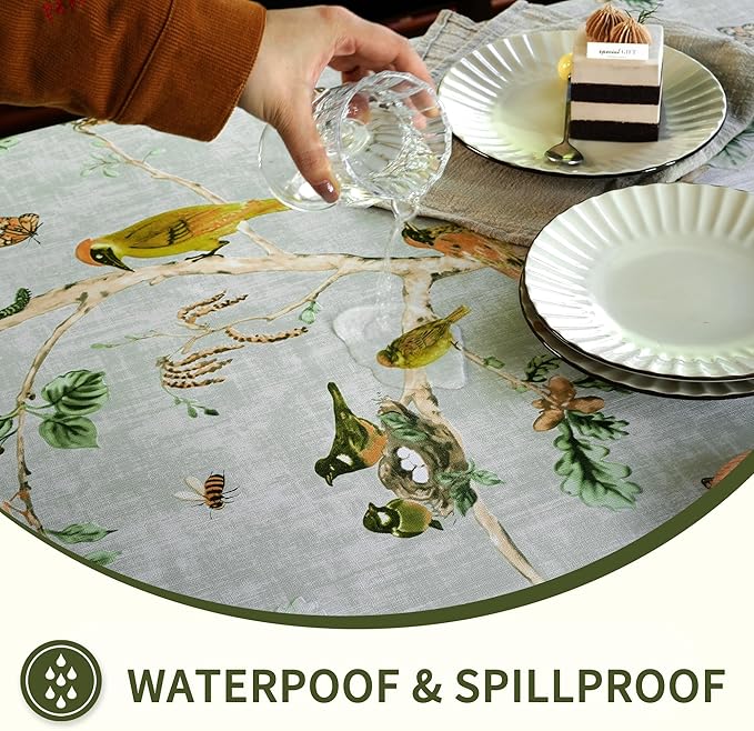 Rectangle Picnic Table Cloth, Elastic Waterproof Fitted Vinyl Tablecloths for 4 Foot Tables, Wipeable Flannel Backed Table Covers for Dining, Camping, Outdoor(Magpie,30"x48")