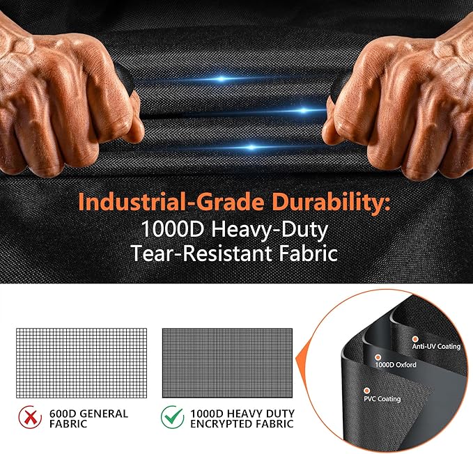 [Upgraded 1000D Heavy Duty Fabric] 36” Fire Pit Cover Square for 33”- 36” Fire Pit/Table, Waterproof Tear & Fade Resistant Firepit Cover with Buckle, Air Vents, Drawstring (36”L x 36”W x 20”H, Black)