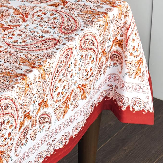 Maison d' Hermine Table Cloth Rectangle Table 100% Cotton 60 x 120 Inches Fall Tablecloth Reusable Everyday Use for Thanksgiving Christmas Decorations Dining Farmhouse Party (Orient)