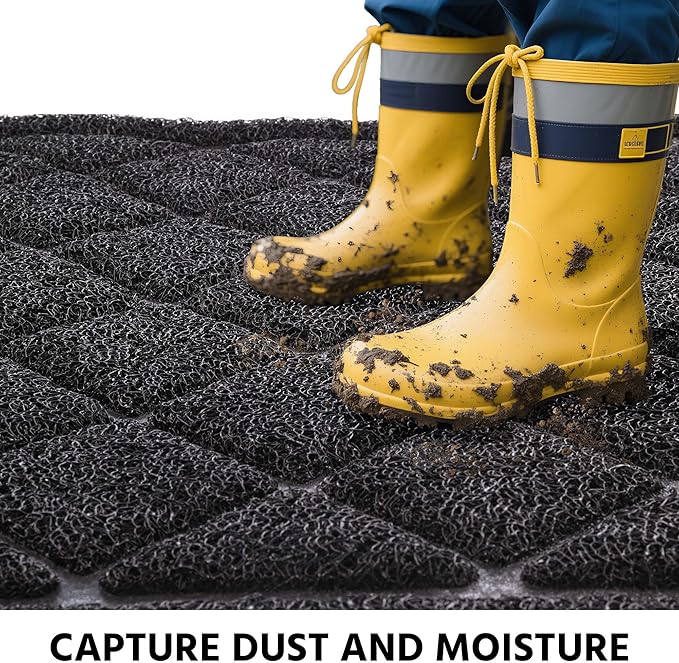 Front Door Mat Indoor Outdoor Entrance, 30" x 48" All-Season Heavy Duty Waterproof Doormat, Non-Slip Absorbent Entryway Mat, Easy to Clean, Low Profile Commercial Floor Mat for Indoor Outdoor