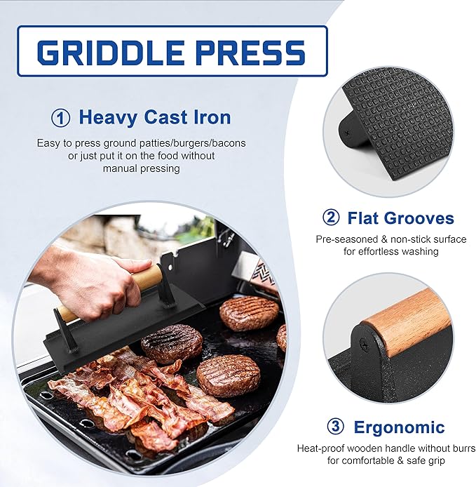 26 PCS Griddle Accessories Kit, HaSteeL Stainless Steel Flat Top Grilling Tools Set with Enlarged Spatulas, Scraper Chopper, Melting Dome for Outdoor Teppanyaki Barbecue