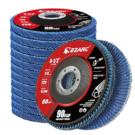 EZARC Flap Discs 60 Grit, 4.5" x 7/8" High Density Jumbo Zirconia Flap Sanding Disc Type 29 for Sanding, Rust Removal, Finishing, Grinding, Deburring (12 Pack)
