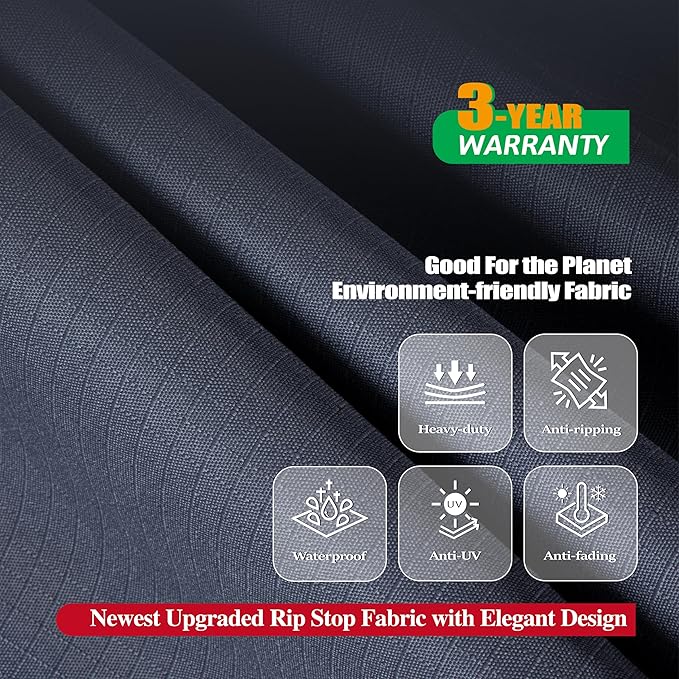 F&J Outdoors Patio Furniture Covers Waterproof UV Resistant Rip-stop Fabric Outdoor Furniture Cover, Grey, 100"Wx100"Dx27.5"H