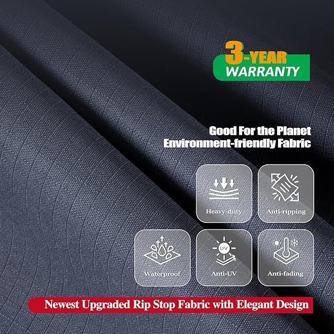F&J Outdoors Patio Furniture Covers, Heavy Duty Tear Resistant Waterproof UV Resistant Windproof Outdoor Furniture Cover, Grey, 72" Dia x 31" H