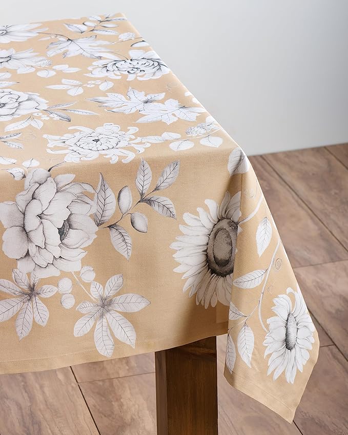 Maison d' Hermine Table Cloth Rectangle Table 100% Cotton 70 x 90 Inches Fall Tablecloth Reusable Everyday Use for Thanksgiving Christmas Decorations Dining Farmhouse Party (Pretty Autumn)